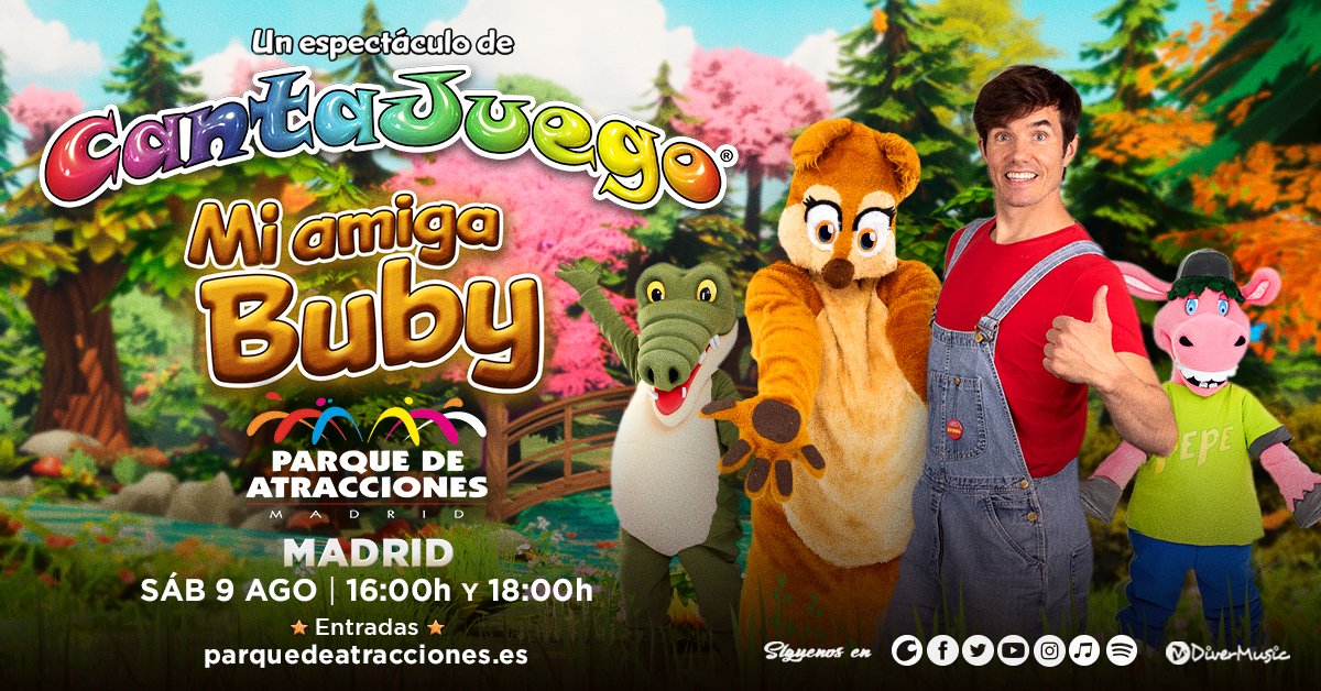 CantaJuego (@cantajuegos) on Twitter photo 🐿 Este sábado Mi amiga Buby estará en el <a href="/patraccionesmad/">Parque de Atracciones Madrid</a> acompaña por Jonas! Será a las 16h y a las 18h
Más información en cantajuego.com/conciertos/
#CantaJuego #Planes #MomentosEnFamilia #CantaJuegoGira
#Cantajuegos #MúsicaInfantil #PlanFamiliar #ParqueDeAtracciones #Madrid 🐿 Este sábado Mi amiga Buby estará en el <a href="/patraccionesmad/">Parque de Atracciones Madrid</a> acompaña por Jonas! Será a las 16h y a las 18h
Más información en cantajuego.com/conciertos/
#CantaJuego #Planes #MomentosEnFamilia #CantaJuegoGira
#Cantajuegos #MúsicaInfantil #PlanFamiliar #ParqueDeAtracciones #Madrid