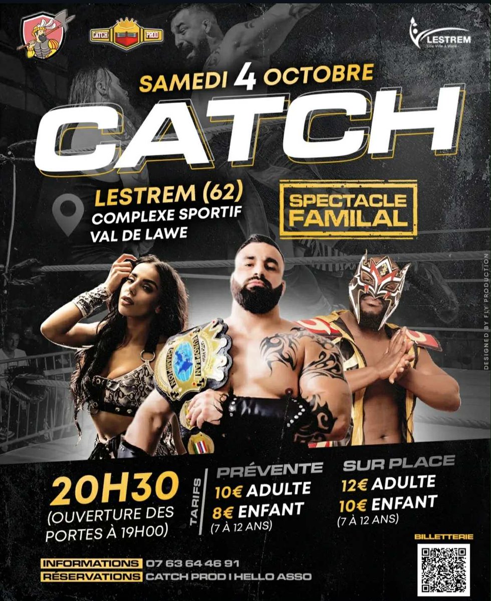 Catch Prod a annoncé leur prochain show qui aura lieu le 4 octobre au Complexe Sportif Val De Lawe de LeStrem .

Début du show a 20h30

Avec la présence de 
Amale
El Maestro
Le champion d'Europe Héraclès
DarkMondo
L'équipe Métal Mafia ( Dadou Bazooka et William Wolf)
Et de plein