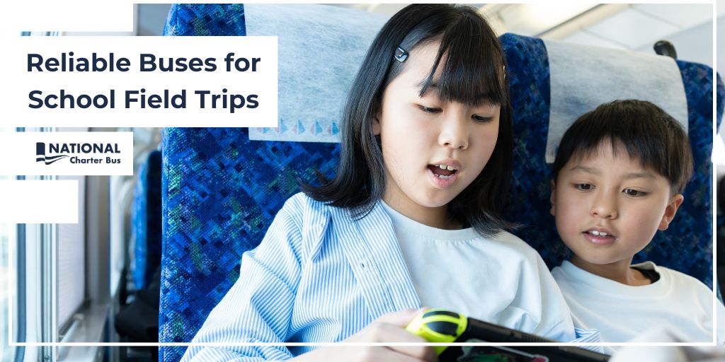 National_CB's tweet photo. #BackToSchool means back to field trips! Ditch the old school bus and keep your kiddos entertained and comfortable with cushioned seating, TVs, restrooms, WiFi, and more. Learn all about renting a charter bus for school trips here: https://t.co/UXyh7f9CU9 https://t.co/7Q3PiN3XoU