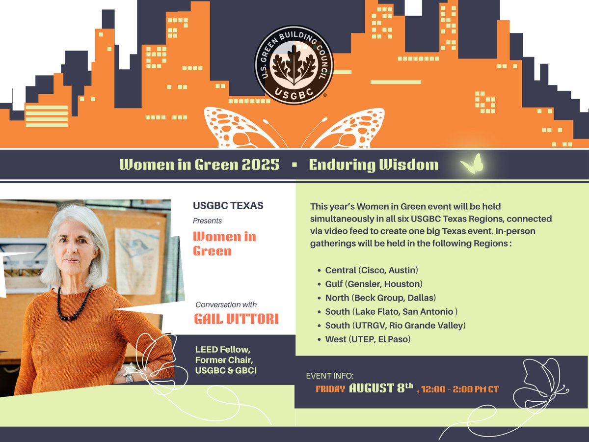 Join <a href="/USGBC/">USGBC</a> TX Gulf Coast Council Member &amp; HARC’s Director of Strategic Initiatives Marina Badoian-Kriticos at the 2025 #WomenInGreen luncheon this Fri, Aug 8! 🌿✨ 

Featuring keynote Gail Vittori.

🔗 bit.ly/4mCwo9P 

#SustainabilityLeadership #HARCResearch