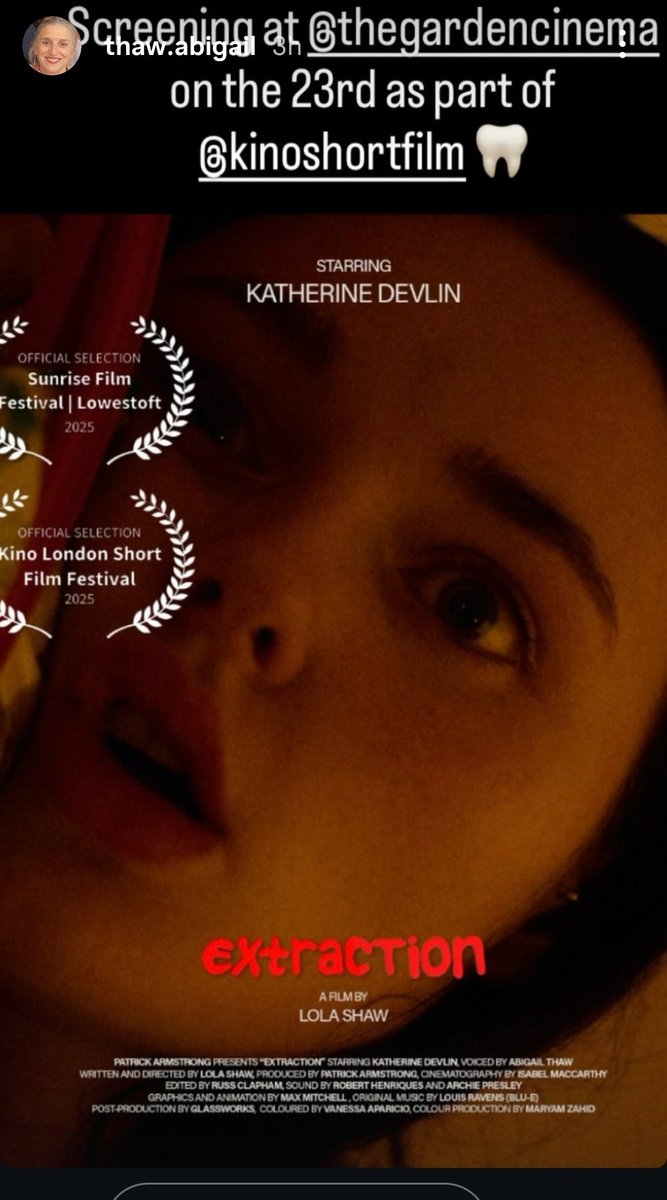 Jag248RPA's tweet image. Extraction is a micro-budget, coming-of-age short about a woman with a wisdom tooth coming through, the discomfort and pain an unwelcome obstruction in her coddled and infantilised life. Voiced by Abigail Thaw #abigailthaw #endeavour #extraction