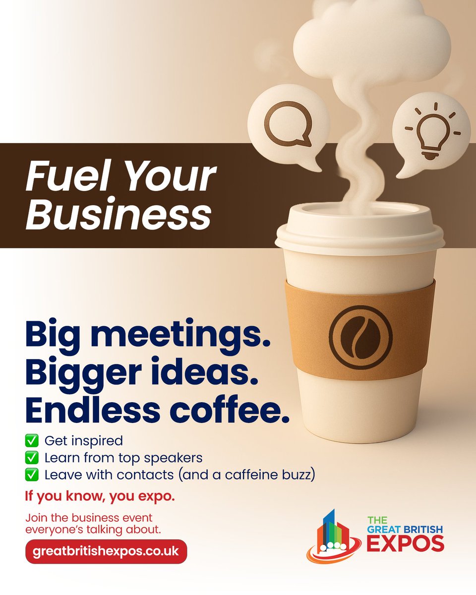 Great British Expos (@gbexpos) on Twitter photo Big meetings. Bigger ideas. Endless coffee.
ย โ Get inspired
ย โ Learn from top speakers
ย โ Leave with contacts (and a caffeine buzz)
ย Join the business event everyoneโs talking about <a href="/GBExpos/">Great British Expos</a>!
#gbexpos #networking #businessopportunities #givebacktothecommunity Big meetings. Bigger ideas. Endless coffee.
ย โ Get inspired
ย โ Learn from top speakers
ย โ Leave with contacts (and a caffeine buzz)
ย Join the business event everyoneโs talking about <a href="/GBExpos/">Great British Expos</a>!
#gbexpos #networking #businessopportunities #givebacktothecommunity
