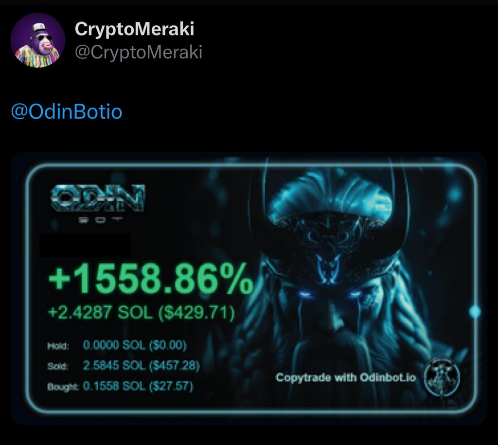 OdinBotio's tweet image. Our 20th Copy Trading Contest has officially ended!

This time, the luck of Odin has smiled upon @CryptoMeraki, who has been randomly selected as our champion 🥇🏆

Congratulations to him and a big thank you to everyone who participated ❤️

See you in the next one! 🤝