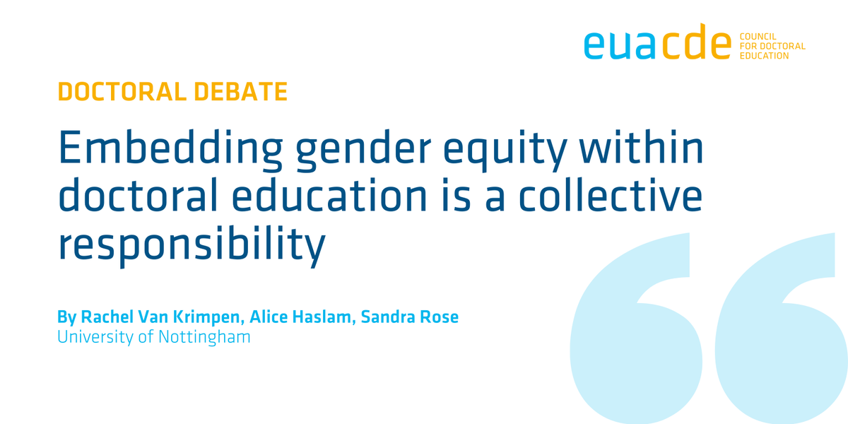 EUA-CDE (@euacde) on Twitter photo Professionals who work to support doctoral candidates, whether in managerial or academic roles, have key roles to play in embedding inclusive practice to support gender equity in universities. 📝 bit.ly/4iKPZ5N
#DoctoralDebate <a href="/UniofNottingham/">Uni of Nottingham #WeAreUoN</a> #EUACDE Professionals who work to support doctoral candidates, whether in managerial or academic roles, have key roles to play in embedding inclusive practice to support gender equity in universities. 📝 bit.ly/4iKPZ5N
#DoctoralDebate <a href="/UniofNottingham/">Uni of Nottingham #WeAreUoN</a> #EUACDE