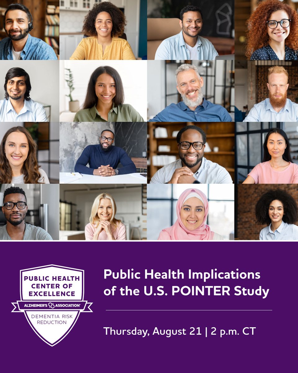 Public health professionals are invited to join us online for a discussion on dementia risk reduction and the latest findings from the U.S. POINTER study.

During this free webinar, we’ll explore public health implications related to brain health, featuring expert insights on: