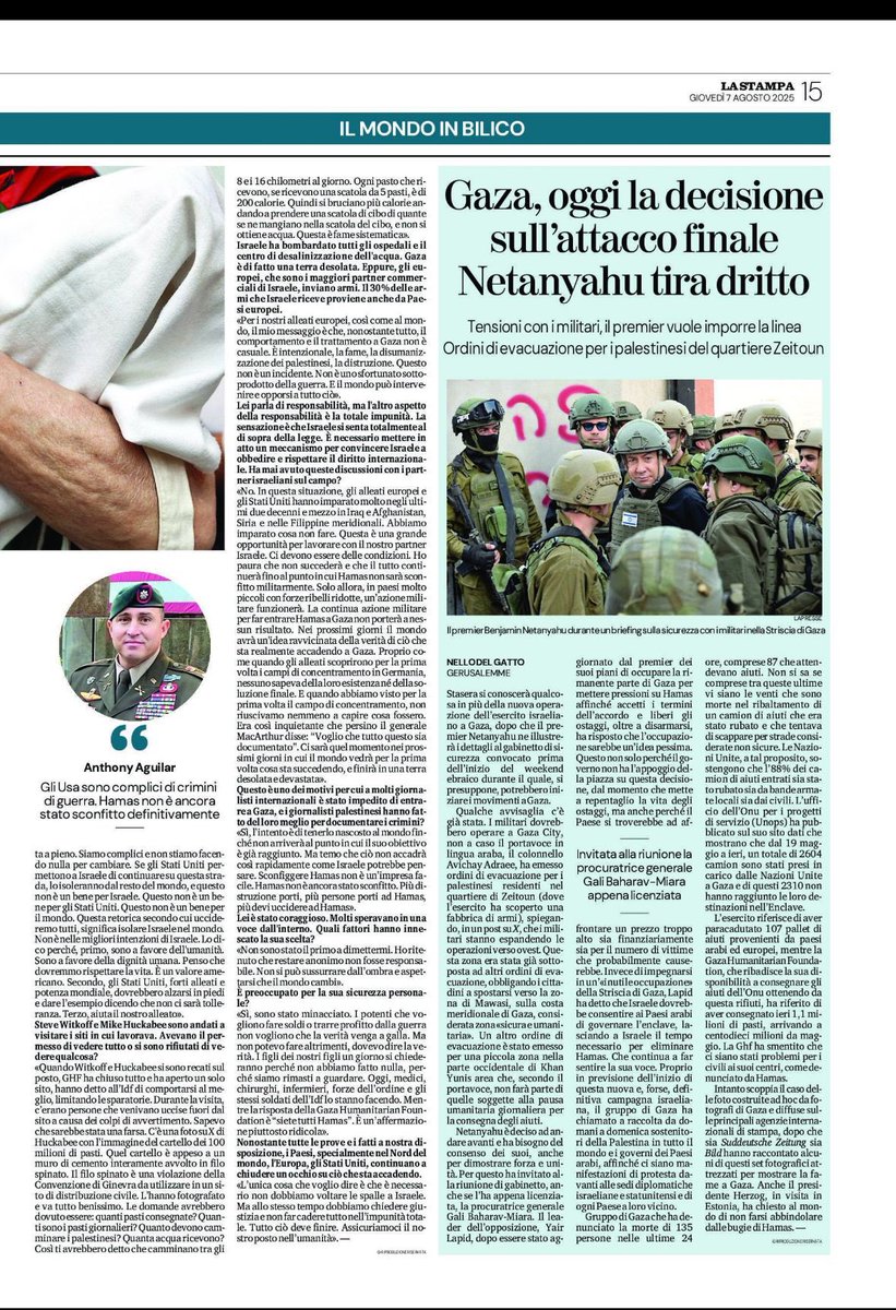 Da leggere <a href="/rulajebreal/">Rula Jebreal</a> Su <a href="/LaStampa/">La Stampa</a> 

Antony Aguilar, testimone diretto di disperati uccisi nei centri di distruzione alimentare.