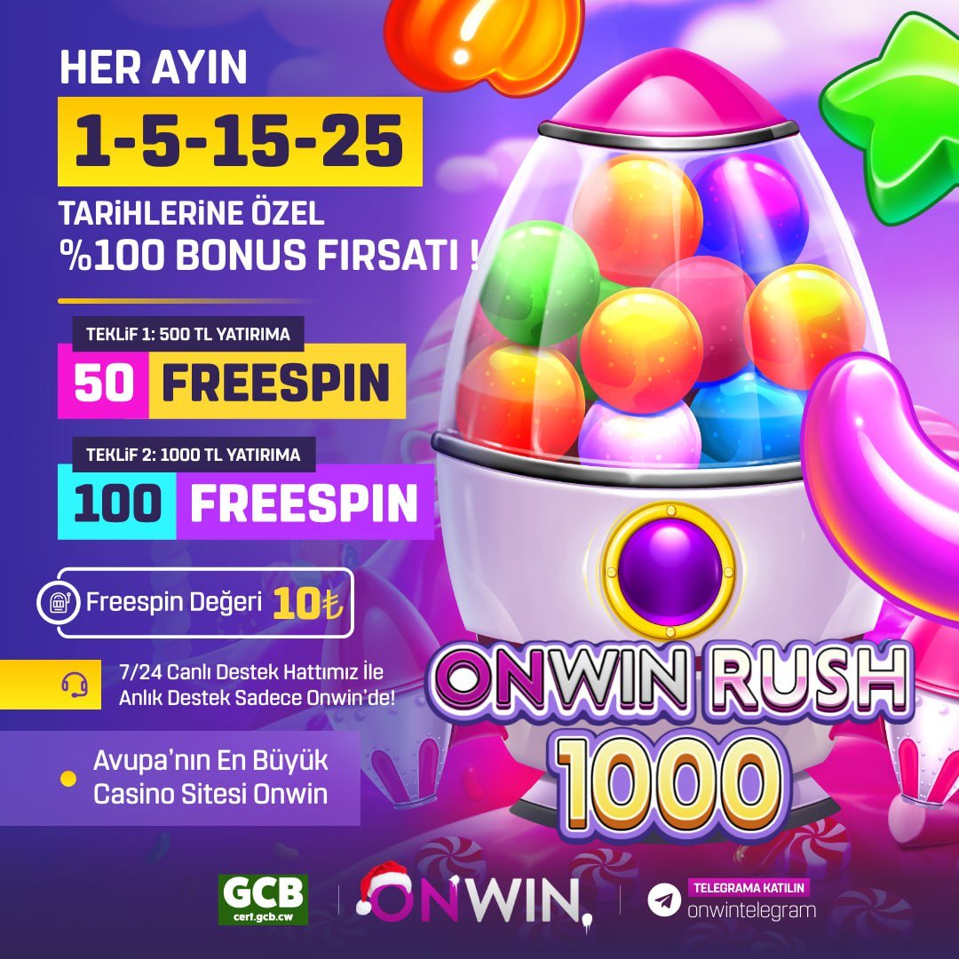 🤚  ONWIN’DE SADECE BUGÜNE ÖZEL %100 FREESPİN !

🔔  TARİHLERİ NOT ET, BU FIRSATI KAÇIRMA!
 
➡️Güncel Giriş Adresi = t2m.io/Onwin2024

 ➡️  500 TL veya 1000 TL Yatırımlarınıza Özel :
 ➡️  Bet değeri: 10 TL
 ➡️  ONWİN RUSH 1000 Slot Oyununda %100 Freespin
.
.
#onwin