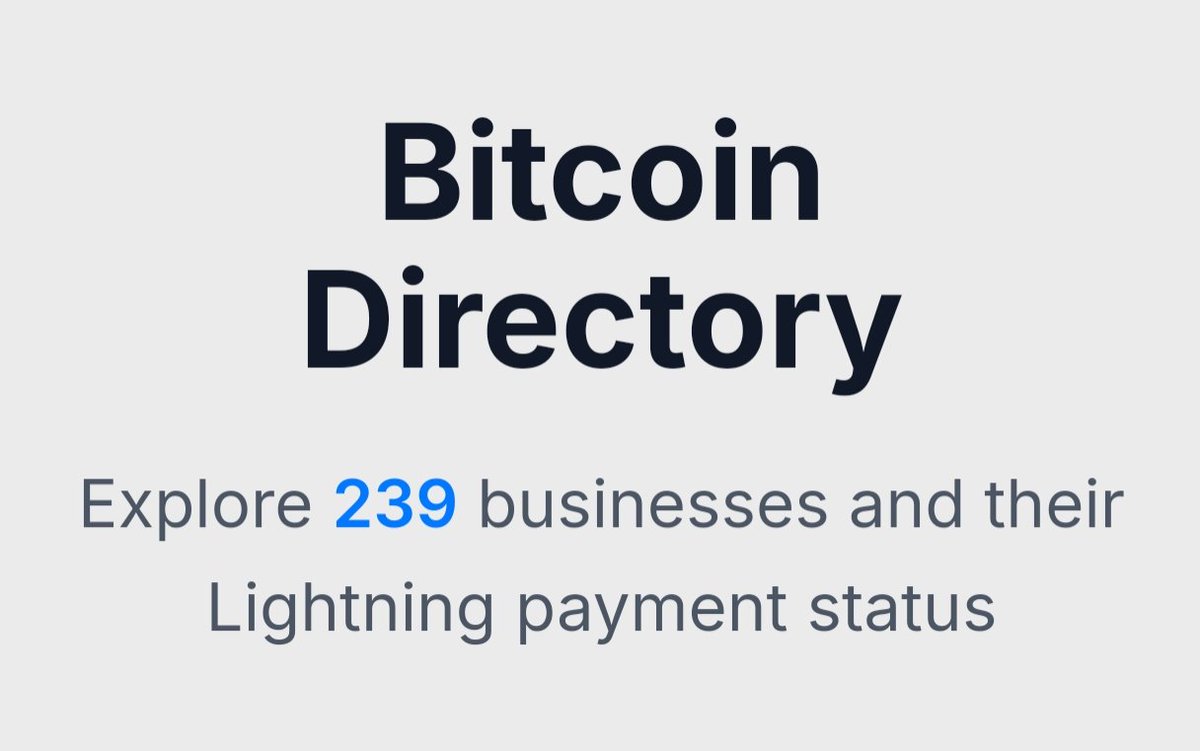 We are just 11 listings away from 250!

List your favorite online businesses that accept Bitcoin! ⚡

bitcoinlistings.org 🧡
