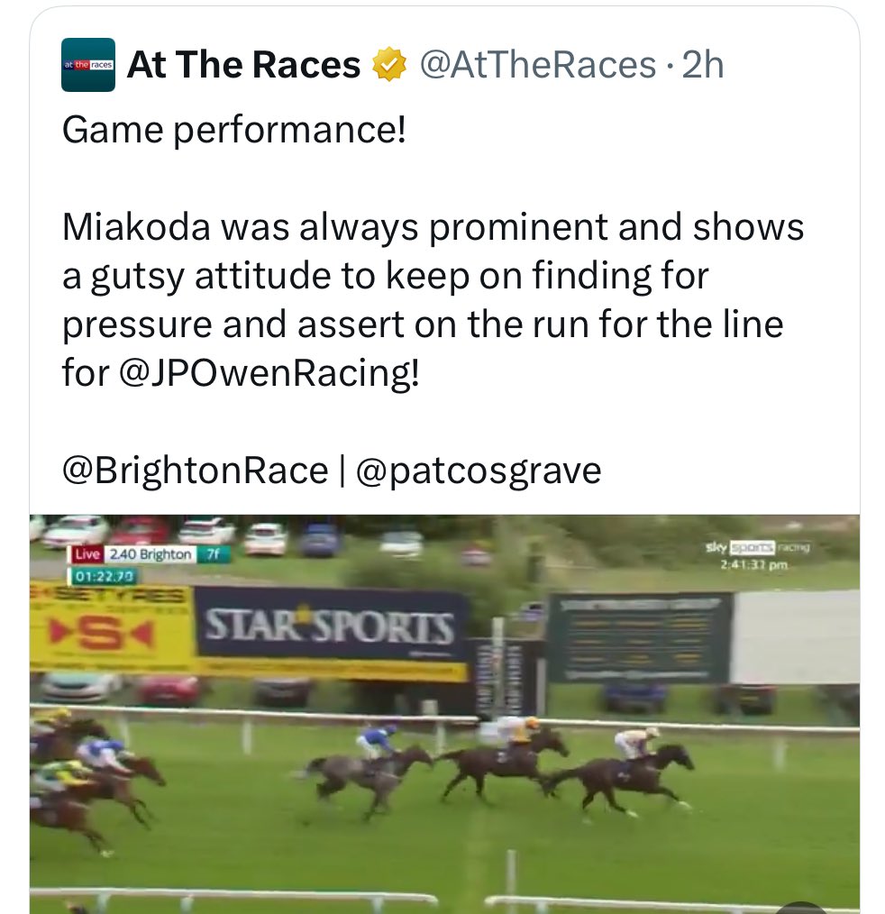 Yvonne Kennedy (@yksherbourne) on Twitter photo Miakoda makes it 3 wins in 2025 congrats to connections #Sherbourne Lodge sold as a yearling β¦<a href="/Tattersalls1766/">Tattersalls</a>β© to β¦<a href="/Doyle_Racing/">Doyle Racing</a>β© Miakoda makes it 3 wins in 2025 congrats to connections #Sherbourne Lodge sold as a yearling β¦<a href="/Tattersalls1766/">Tattersalls</a>β© to β¦<a href="/Doyle_Racing/">Doyle Racing</a>β©