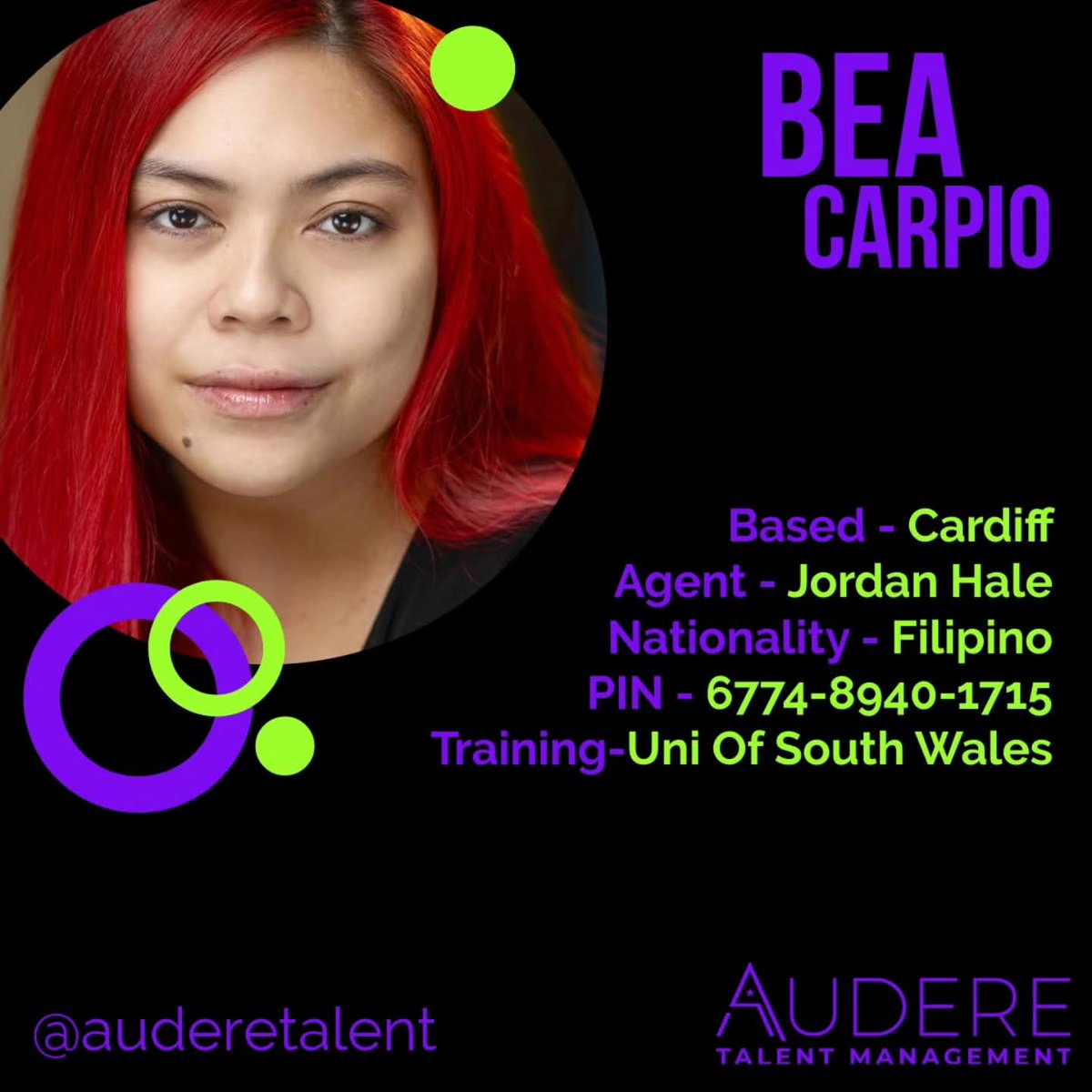 NEW GRADUATE ALERT!!

Delighted to announce I'm now representing Bea Carpio 

Bea is a Cardiff based graduate of the University of South Wales from the Philippines and I can't wait to begin working with her!

Welcome to the family! ❤️