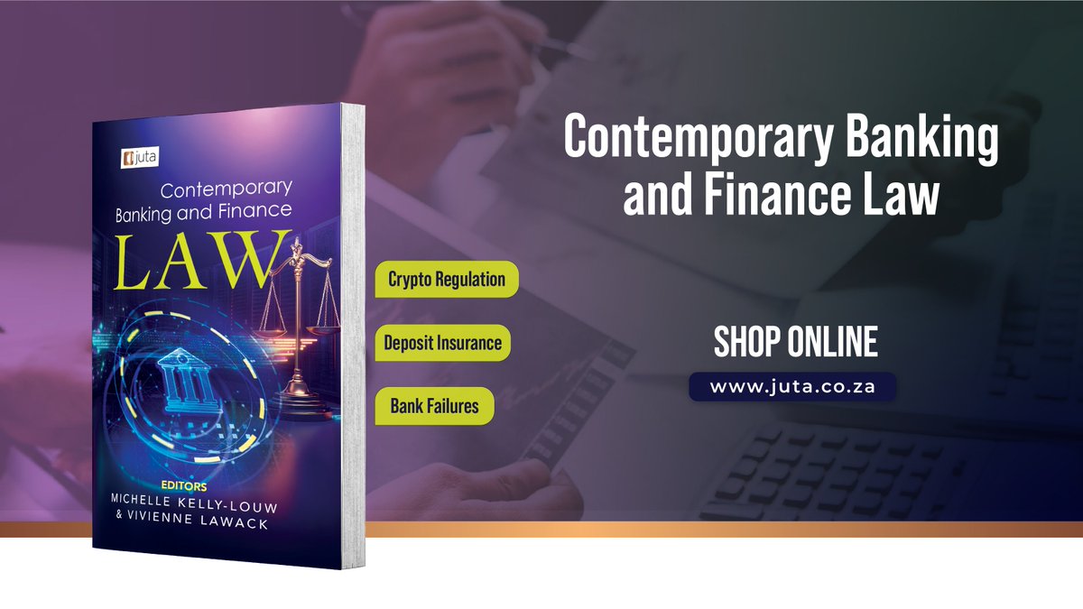 [NEW TITLE ALERT]

Explore Africa’s most pressing financial law challenges in one landmark title.
Contemporary Banking and Finance Law is now available from Juta!

Co-authored by Professors Michelle Kelly-Louw and Vivienne Lawack, this comprehensive work brings together leading