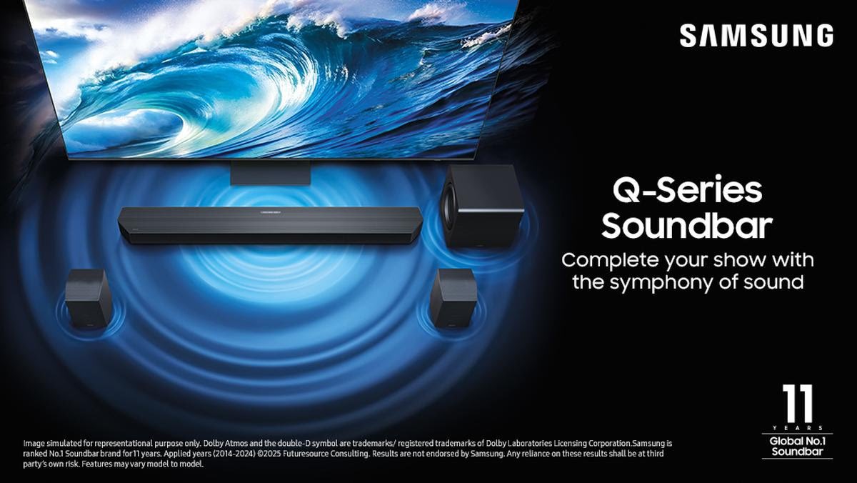 TechBasher's tweet image. Samsung just dropped its 2025 soundbar lineup – now with AI sound tuning, gyro-based design, and prices starting at ₹14,990. Perfect blend of style & smart sound.
#Samsung #Soundbar #SmartLiving #TechUpdate