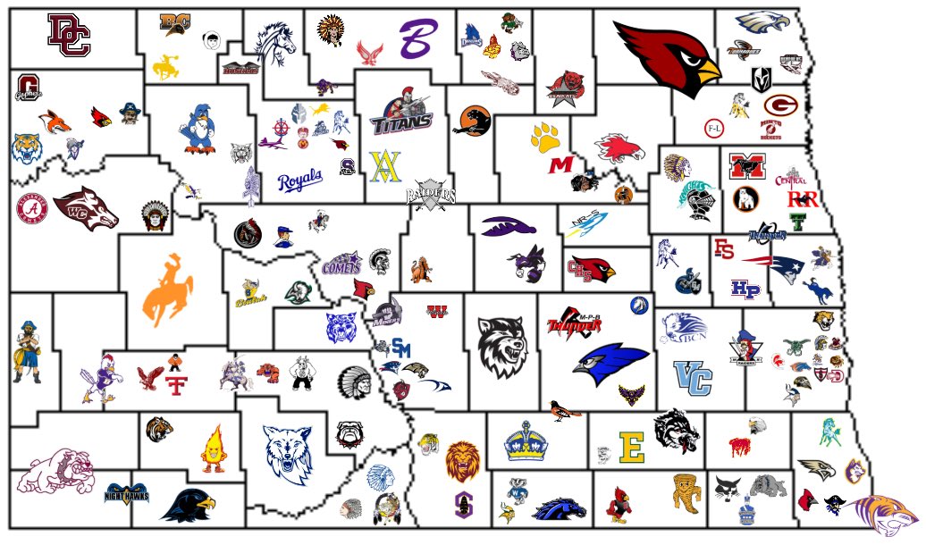 As last year’s map made the rounds on social media, many pointed out their school was not featured. That is the case when just about every football team in the state is a co-op.

So today, I present every school that has NDHSAA membership…

#NDPreps