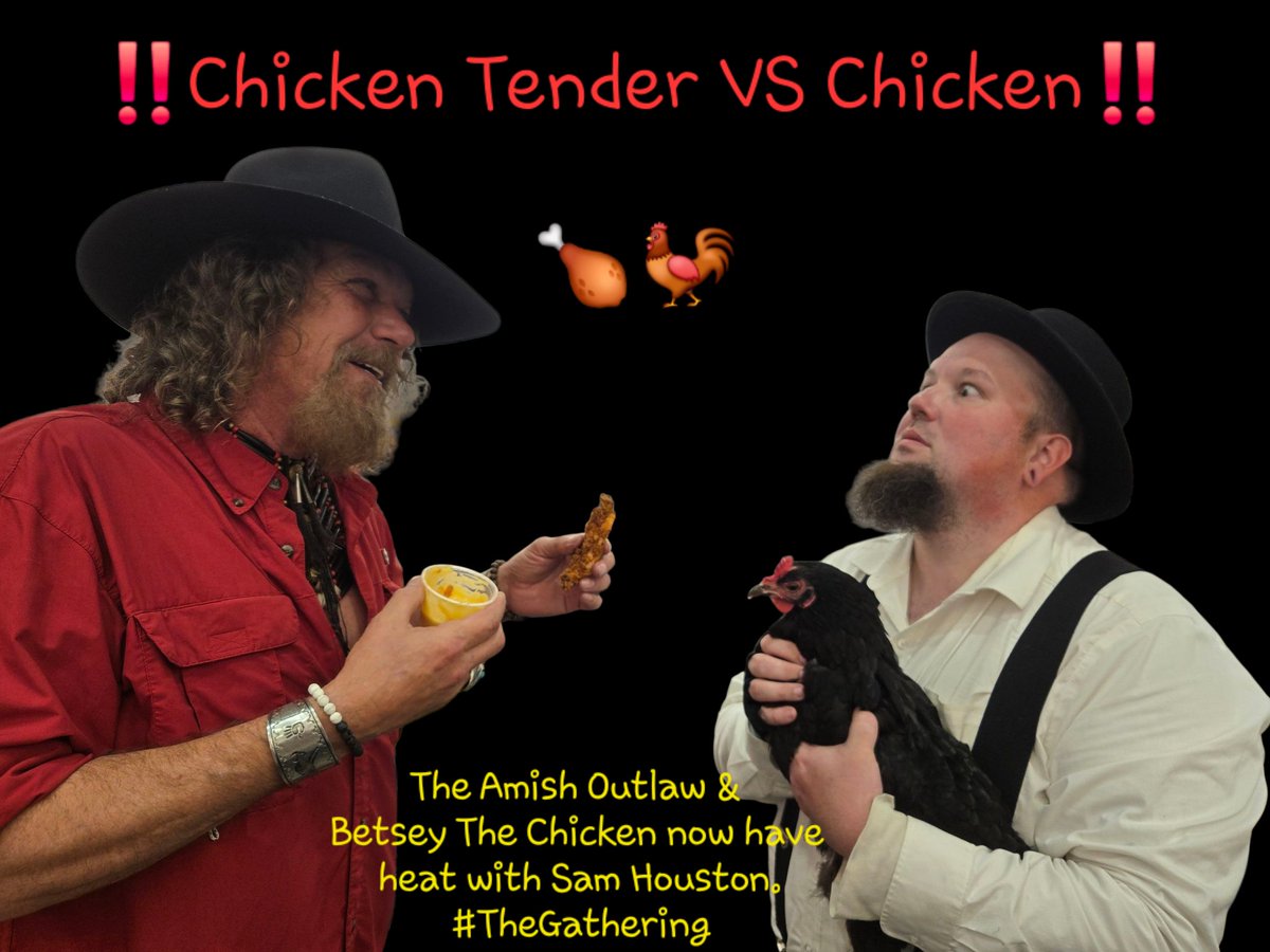 SamHoustonBrand's tweet image. Some serious challenges happened at #TheGathering when #SamHouston pulled up with poultry to go head to nugget with Betsey!
