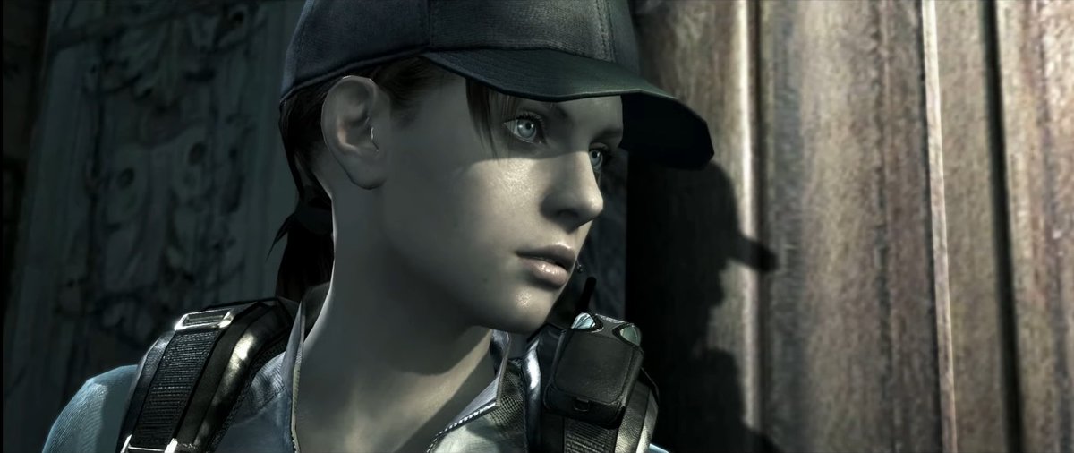 RE5 kept one of Jill's core traits in her inner thoughts. When examining the bodies, she shows sympathy towards them, this side of her is seen in RE3 when she reminds Mikhail that zombies are “victims” too. &amp; in Revelations when she hopes Jack finds comfort in death. #REBHFun