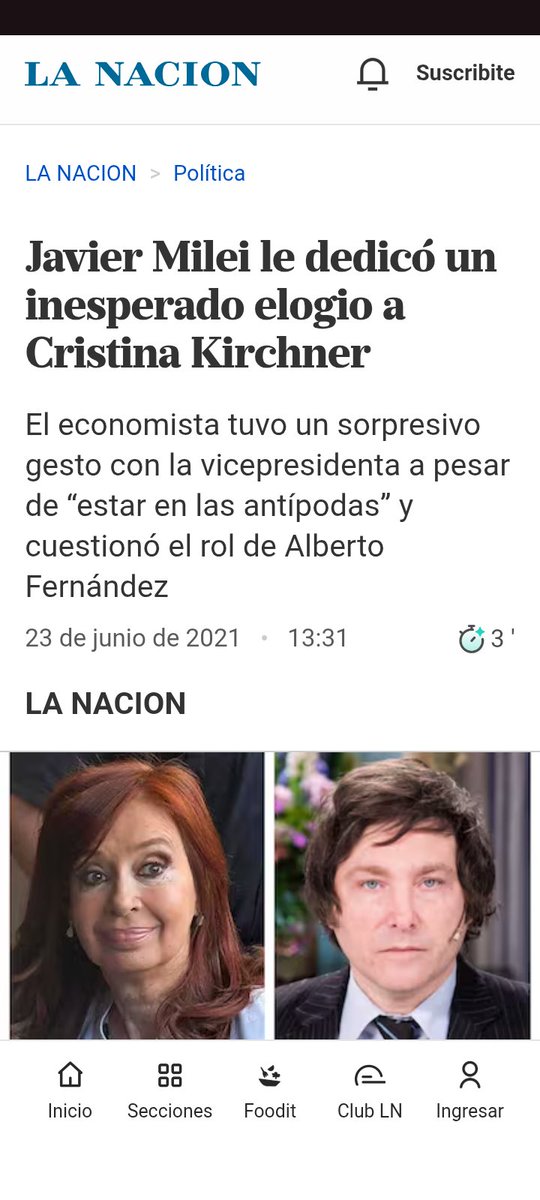 Javier Milei más KIRCHNERISTAS que nunca, lo hizo en el 2015 votando a Scioli, apoyó el encierro, el cual destruyó vidas, comercios, y dejó tendal de fallecidos. 
Lo hizo el 2021 elogiando a CFK.
#MileiTraidorALaPatria 
#MileiEsHambre 
#MileiBuitre