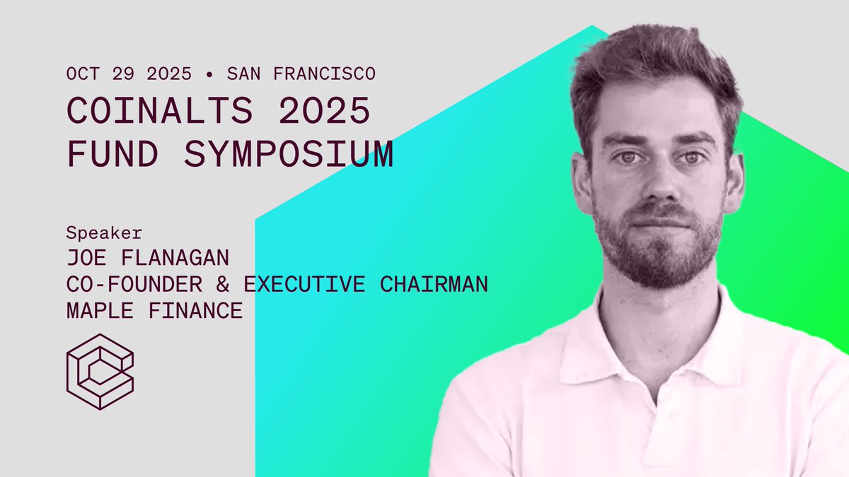 The CoinAlts team is pumped to welcome <a href="/joe_defi/">Joe Flanagan</a>, co-founder of Maple, as a #CoinAlts 2025 speaker! 🏛️ His expertise in digital asset lending is a perfect fit for our event.🌍✨