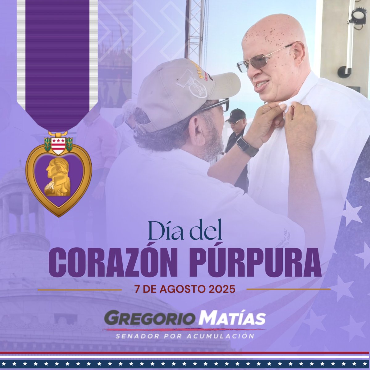 Hoy conmemoramos el Día del Corazón Púrpura, una fecha sagrada en la que honramos a los soldados de las Fuerzas Armadas de los Estados Unidos que han sido heridos o caídos en combate defendiendo nuestra libertad.

Como presidente de la Comisión de Seguridad Pública y Asuntos del
