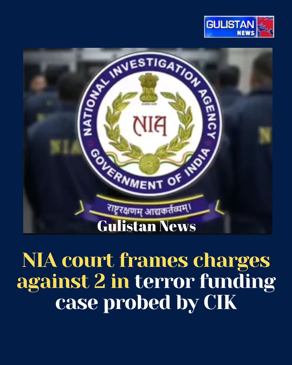 GulistanNewsTV's tweet image. NIA court in Srinagar frames charges against 2 accused — Shabir Ahmad Bhat &amp;amp; Javaid Ahmad Yatoo — in a major LeT-linked funding case probed by CIK. Hawala funds routed via Gulf camouflaged as Umrah travel. More arrests likely.

#JammuKashmir #CIK #TerrorFunding #NIA