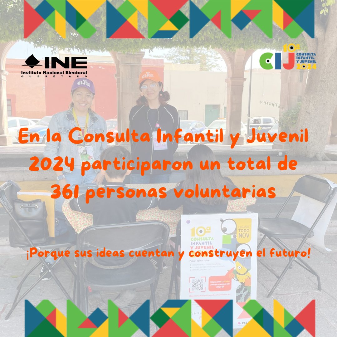 #SabiasQue en la #CIJ2024 participaron 361 personas voluntarias 🏅gracias a ellas las niñas, niños y adolescentes pudieron opinar sobre los temas que les atañen 👏👏.