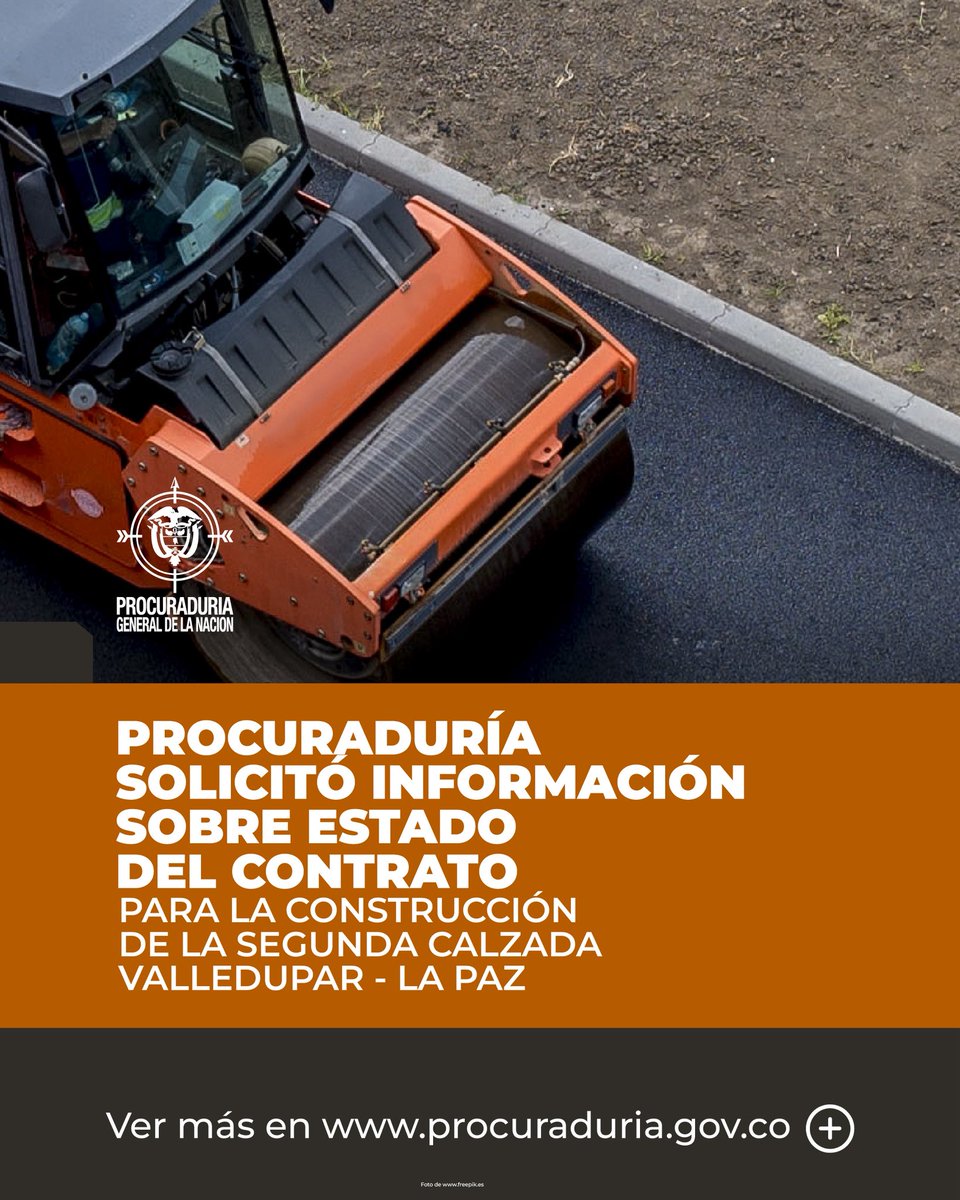 Procuraduría General de la Nación (@pgn_col) on Twitter photo La <a href="/PGN_COL/">Procuraduría General de la Nación</a> solicitó a las entidades competentes explicaciones técnicas y jurídicas sobre la construcción de la segunda calzada que conecta a Valledupar con La Paz, en Cesar, obra cuyo valor asciende a $ 62.492 millones.
👉 lc.cx/hPhAgV La <a href="/PGN_COL/">Procuraduría General de la Nación</a> solicitó a las entidades competentes explicaciones técnicas y jurídicas sobre la construcción de la segunda calzada que conecta a Valledupar con La Paz, en Cesar, obra cuyo valor asciende a $ 62.492 millones.
👉 lc.cx/hPhAgV