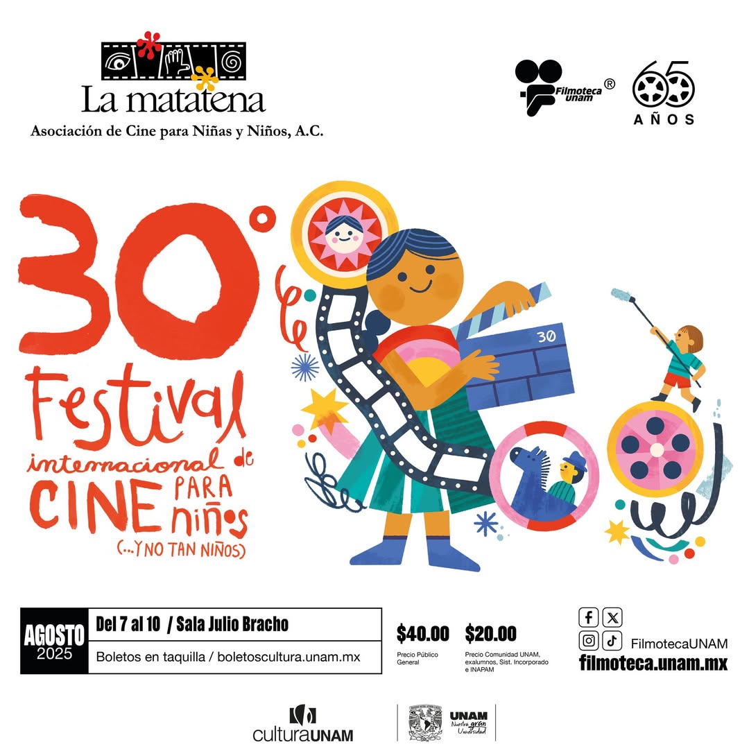 🤗¡Continúa el Festival Internacional de Cine para Niños (… y no tan niños) de <a href="/LaMatatenaAC/">La Matatena A.C.</a> en #CinesUNAM!

Ven a disfrutar de cortometrajes y largometrajes dirigidos a la niñez en la primera infancia.

Consulta programa: filmoteca.unam.mx/exhibiciones/3…