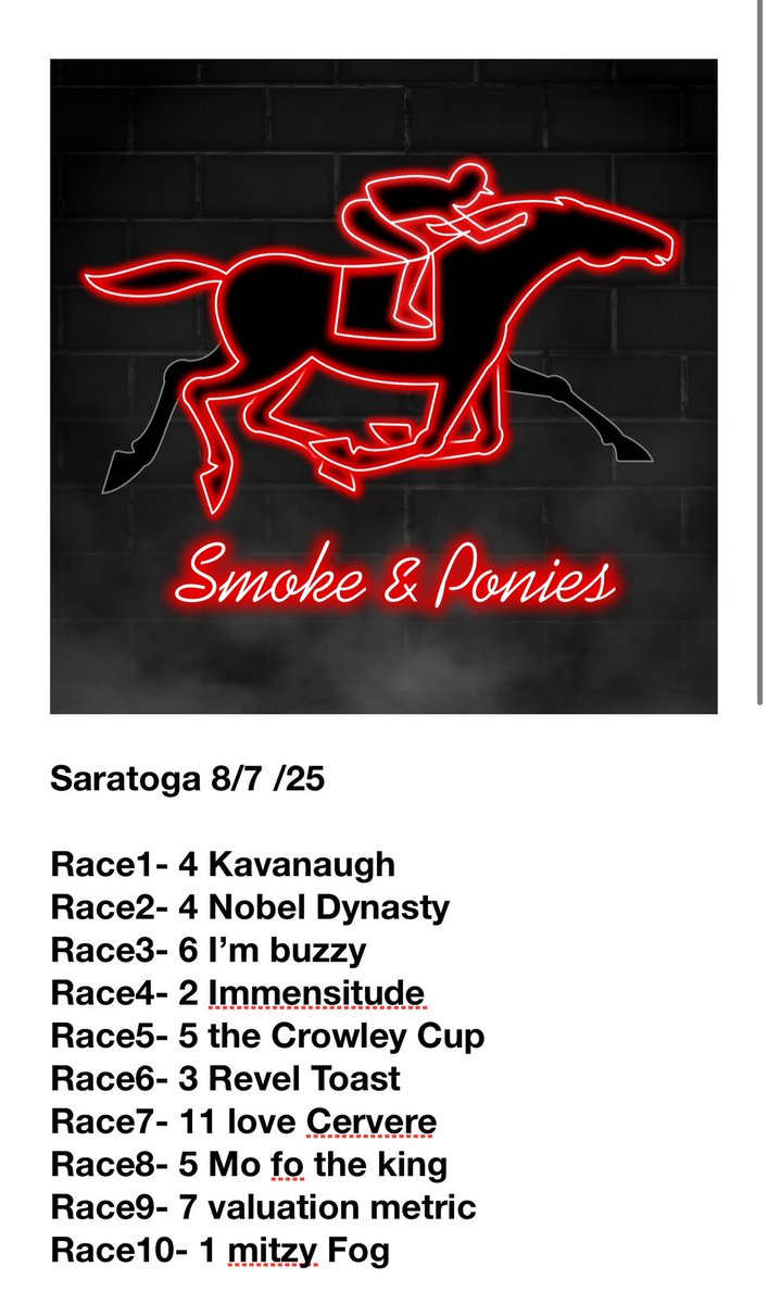 Some Saratoga plays for today🐎🐎🎪💨