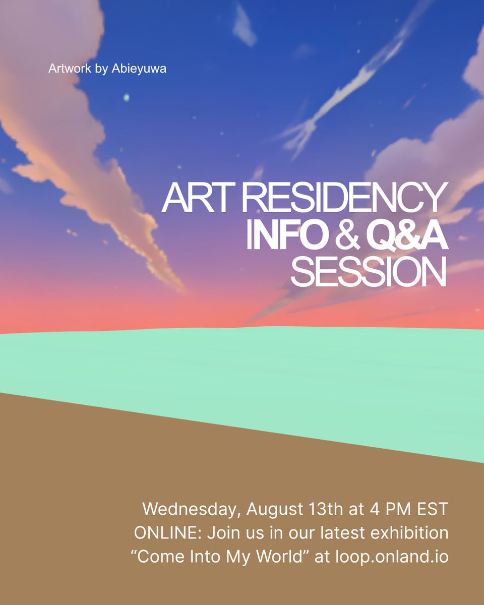 We’re going to clear up all your questions about our art residencies!
How do they work? What’s the dynamic like? What kind of work can be created in the metaverse?...
Everyone from anywhere in the world is welcome to join this ONLINE info session!

We’ll meet inside our current