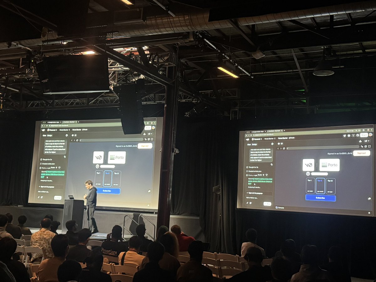 Georgios Konstantopoulos (@gakonst) on Twitter photo Can't believe I'm seeing <a href="/rauchg/">Guillermo Rauch</a> live vibe coding a micro-blogging app with v0 powered by subscriptions on Porto Can't believe I'm seeing <a href="/rauchg/">Guillermo Rauch</a> live vibe coding a micro-blogging app with v0 powered by subscriptions on Porto