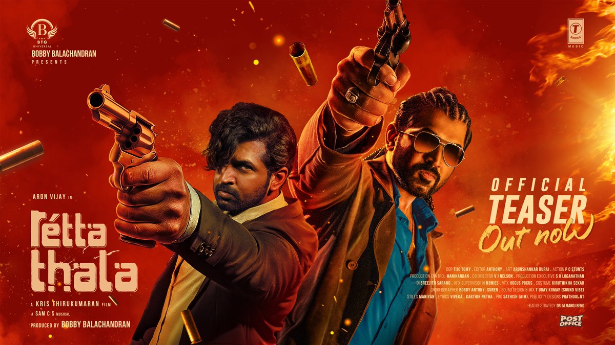 Kollywood Updates (@kollyupdates) on Twitter photo He is raw. He is ruthless.🔥
The blazing teaser of <a href="/arunvijayno1/">ArunVijay</a> 's #RettaThala
▶️ youtu.be/GCNIHzJ5LQs
<a href="/bbobby/">bbobby</a> <a href="/BTGUniversal/">BTG Universal</a> <a href="/KrisThiru1/">Kris Thirukumaran</a> <a href="/SiddhiIdnani/">Siddhi Idnani</a> <a href="/actortanya/">Tanya S Ravichandran</a> <a href="/SamCSmusic/">𝐒𝐀𝐌 𝐂 𝐒</a> <a href="/editoranthony/">Lewellyn gonsalvez</a> <a href="/tijotomy/">Tijo Tomy</a> <a href="/aarun666/">aarun</a> <a href="/Aral_Thangam/">Aral R Thangam</a> <a href="/tseriessouth/">T-Series South</a> <a href="/sathishoffl/">K Sathish</a> <a href="/teamaimpr/">Team AIM</a> <a href="/decoffl/">DEC</a> He is raw. He is ruthless.🔥
The blazing teaser of <a href="/arunvijayno1/">ArunVijay</a> 's #RettaThala
▶️ youtu.be/GCNIHzJ5LQs
<a href="/bbobby/">bbobby</a> <a href="/BTGUniversal/">BTG Universal</a> <a href="/KrisThiru1/">Kris Thirukumaran</a> <a href="/SiddhiIdnani/">Siddhi Idnani</a> <a href="/actortanya/">Tanya S Ravichandran</a> <a href="/SamCSmusic/">𝐒𝐀𝐌 𝐂 𝐒</a> <a href="/editoranthony/">Lewellyn gonsalvez</a> <a href="/tijotomy/">Tijo Tomy</a> <a href="/aarun666/">aarun</a> <a href="/Aral_Thangam/">Aral R Thangam</a> <a href="/tseriessouth/">T-Series South</a> <a href="/sathishoffl/">K Sathish</a> <a href="/teamaimpr/">Team AIM</a> <a href="/decoffl/">DEC</a>