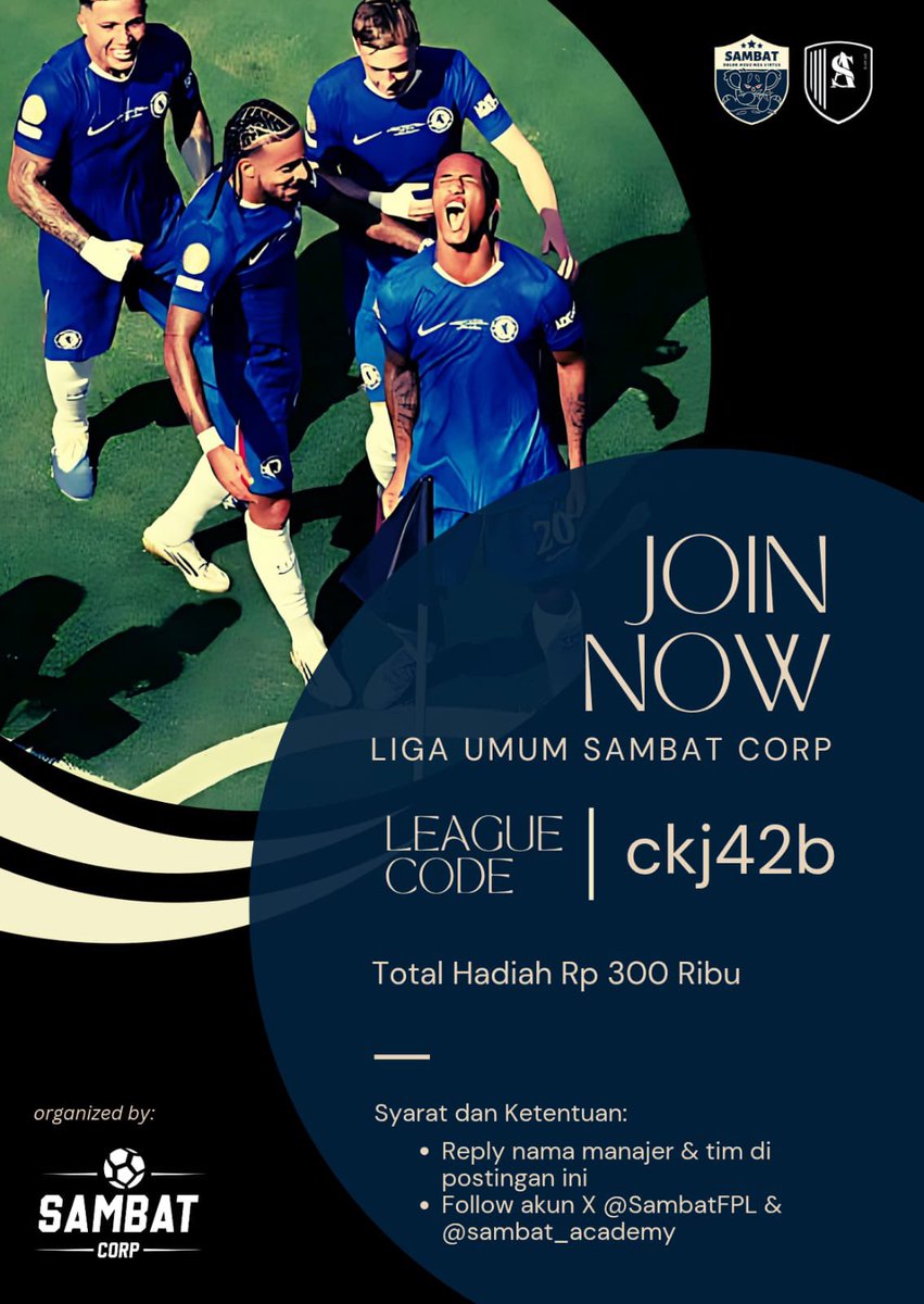 SAMBAT (@sambatfpl) on Twitter photo This year Sambat will be running public League
Prizes:
๐ฅ 150k
๐ฅ 100k
๐ฅ 50k
To Enter:
Follow โ <a href="/SambatFPL/">Sambat FPL</a> & <a href="/sambat_academy/">Sambat Academy</a>
Retweet & Like
Comment your Team Name below.
#COYS #SambatAja ๐จ This year Sambat will be running public League
Prizes:
๐ฅ 150k
๐ฅ 100k
๐ฅ 50k
To Enter:
Follow โ <a href="/SambatFPL/">Sambat FPL</a> & <a href="/sambat_academy/">Sambat Academy</a>
Retweet & Like
Comment your Team Name below.
#COYS #SambatAja ๐จ