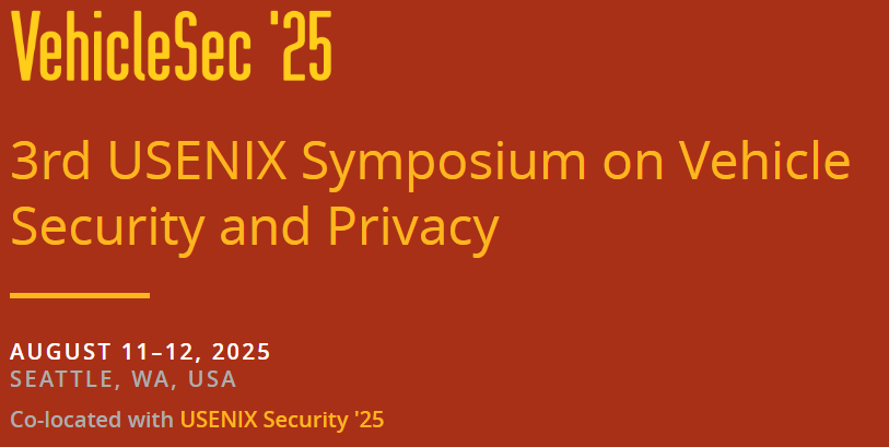 VehicleSec 2025 is just 4 days away! It’s not too late to register. Secure your spot now. 

Safe travels to those already registered, and see you in Seattle!

- usenix.org/conference/veh…
- Registration: usenix.org/conference/304…