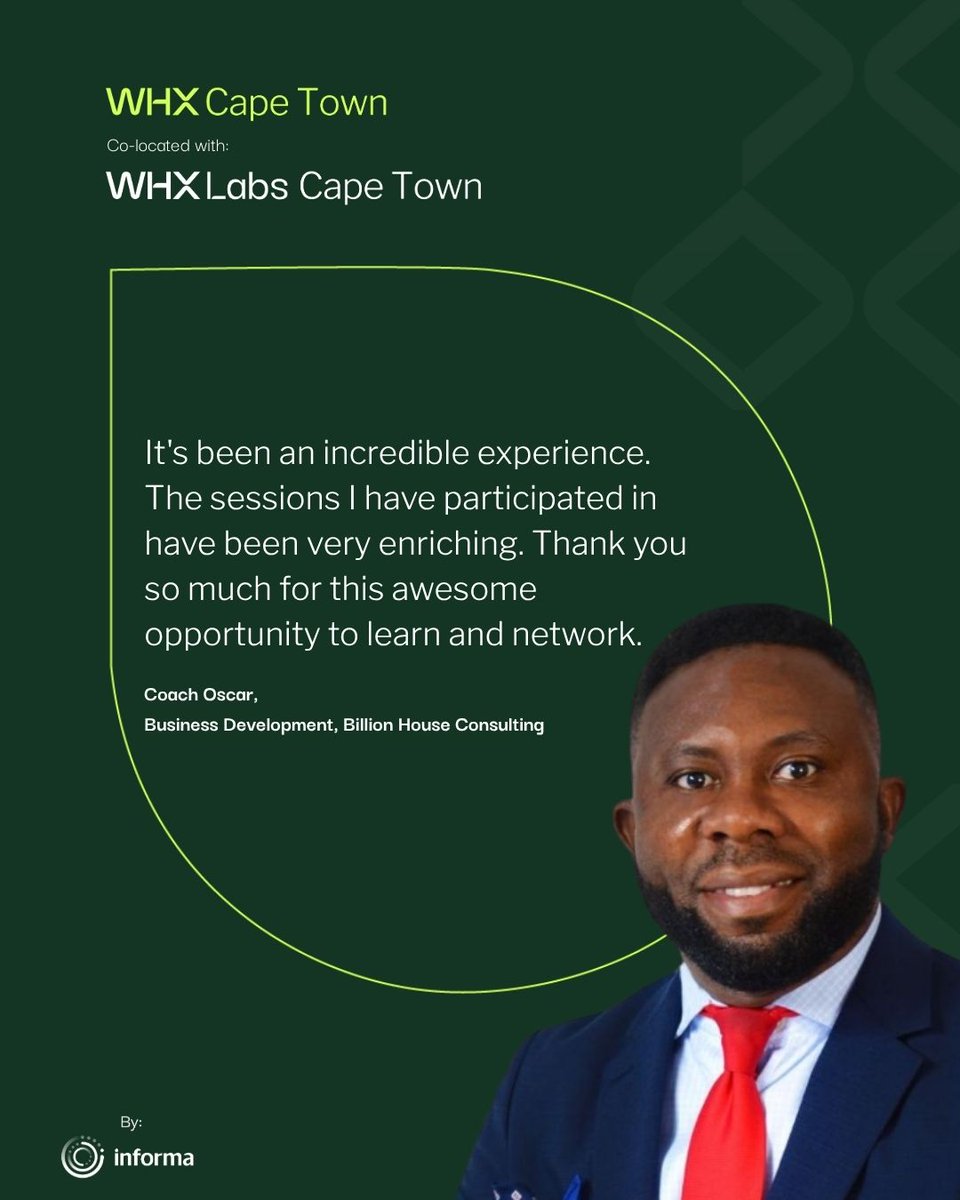 🚀 Real stories. Real impact.
WHX Cape Town isn’t just an event, it’s a launchpad.
🎟️ Don’t miss your chance to learn, grow, and connect just like he did. Register now:
bit.ly/3Gourhy