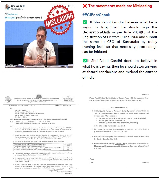 DDNewslive's tweet photo. ECI issues fact-check on LoP Rahul Gandhi’s claim.

@ECISVEEP https://t.co/ah5bqfdEnq