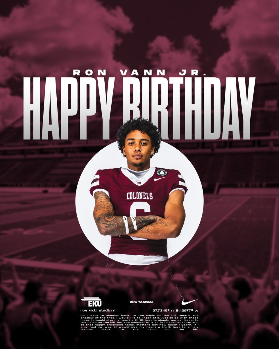 EKU Football (@ekufootball) on Twitter photo Join us in wishing WR, Ron Vann Jr. (<a href="/ron_vann/">Ron Vann Jr</a>) a happy birthday! 🎈
#E2W | #MatterOfPride Join us in wishing WR, Ron Vann Jr. (<a href="/ron_vann/">Ron Vann Jr</a>) a happy birthday! 🎈
#E2W | #MatterOfPride