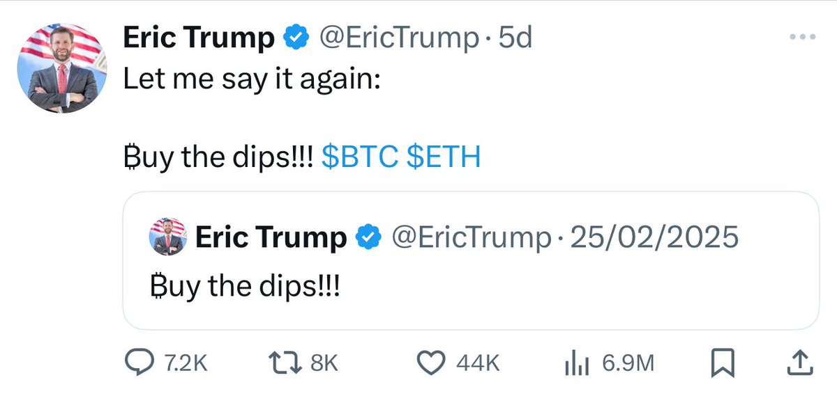 nlongcroft's tweet photo. @BittelJulien When @EricTrump says buy, best you lift that offer https://t.co/SuuSOSL2Ah