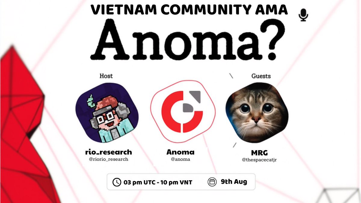 AMA – ANOMA VIETNAM COMMUNITY

🗓 Time: 03:00 PM UTC | 10:00 PM VNT on August 9, 2025

🎙 Special Guest: <a href="/thespacecatjr/">MRG</a> – a core member of the Anoma Team

Get ready for an exciting AMA session with the Anoma Vietnam Community and hear insights about the upcoming explosive events