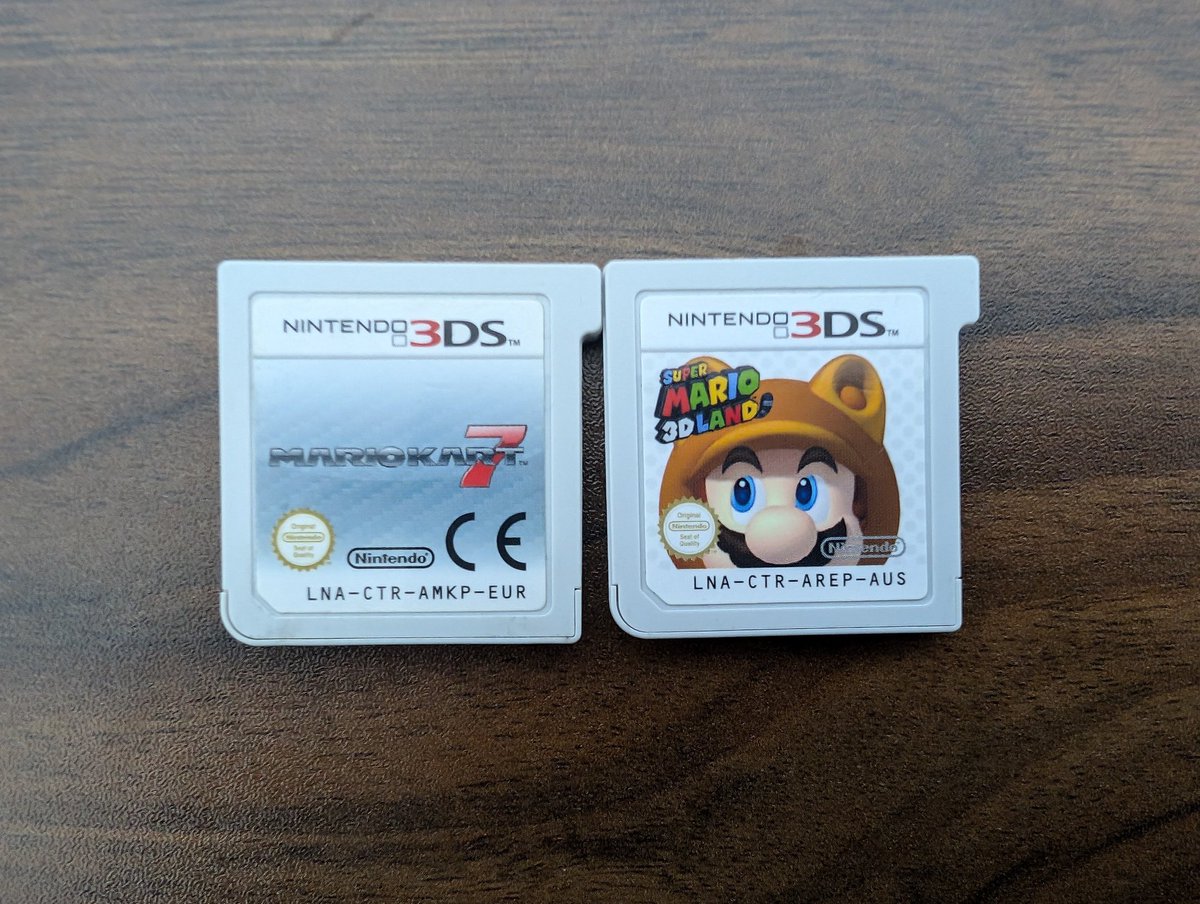 上げてなかったけど海外版の3DSカセット
Mario Kart 7 CTR-AMKP-EUR
Super Mario 3D Land CTR-AREP-AUS