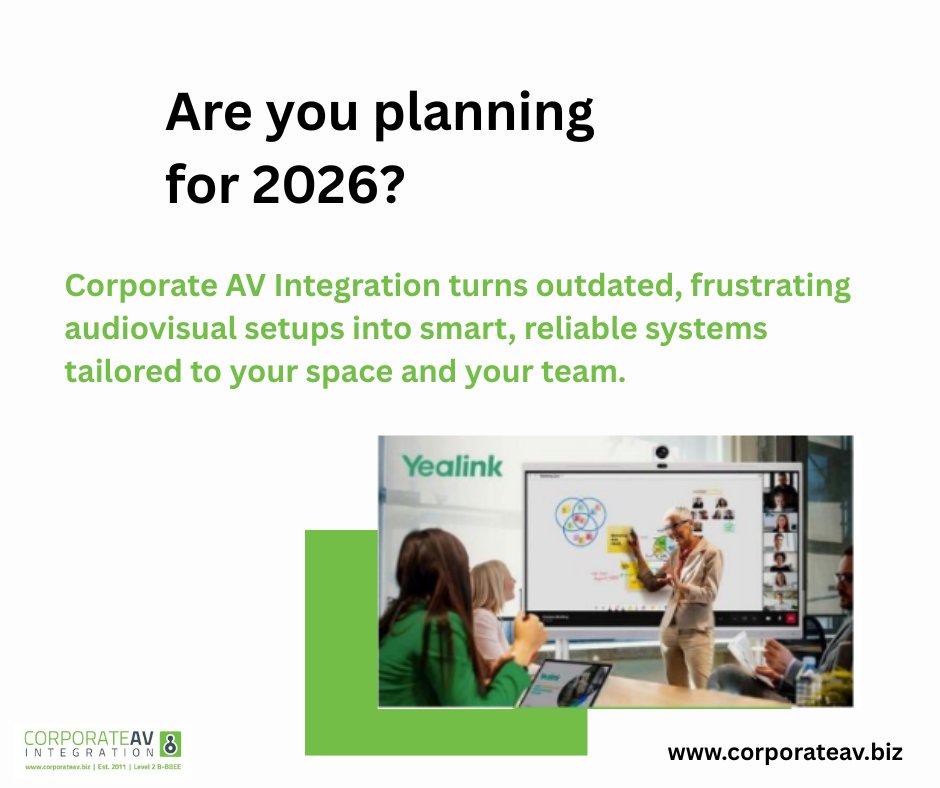 Corporate AV (@ticstefan) on Twitter photo Not too long ago, a client told us, “We spend more time troubleshooting our AV than actually meeting”
That was the turning point
We stepped in to transform their boardroom, installing seamless audio, crystal-clear video & intuitive controls.
Let's talk AV: info@corporateAV.biz Not too long ago, a client told us, “We spend more time troubleshooting our AV than actually meeting”
That was the turning point
We stepped in to transform their boardroom, installing seamless audio, crystal-clear video & intuitive controls.
Let's talk AV: info@corporateAV.biz