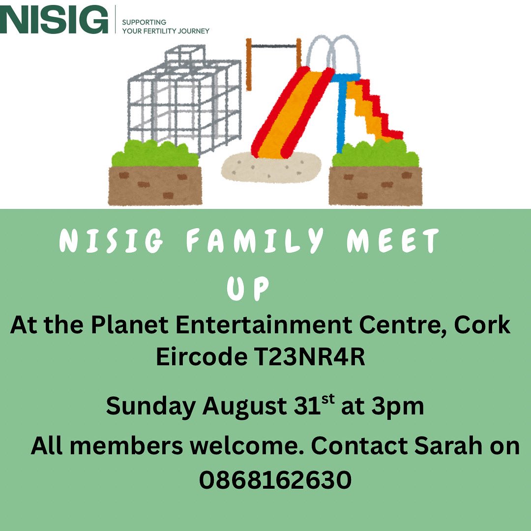 Our next family meet up will be on August 31st in Cork. Please ring Sarah to register or for more info.