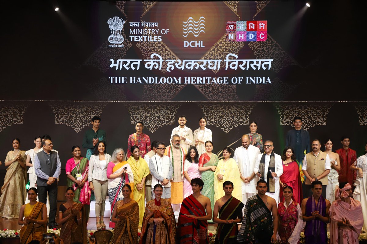 The Ministry of Textiles through National Handloom Development Corporation, in a curated fashion show at Bharat Mandapam travelled across India’s handwoven legacy—from South to North East. Every weave on stage carried history, artistry, and soul. This was a triubute to