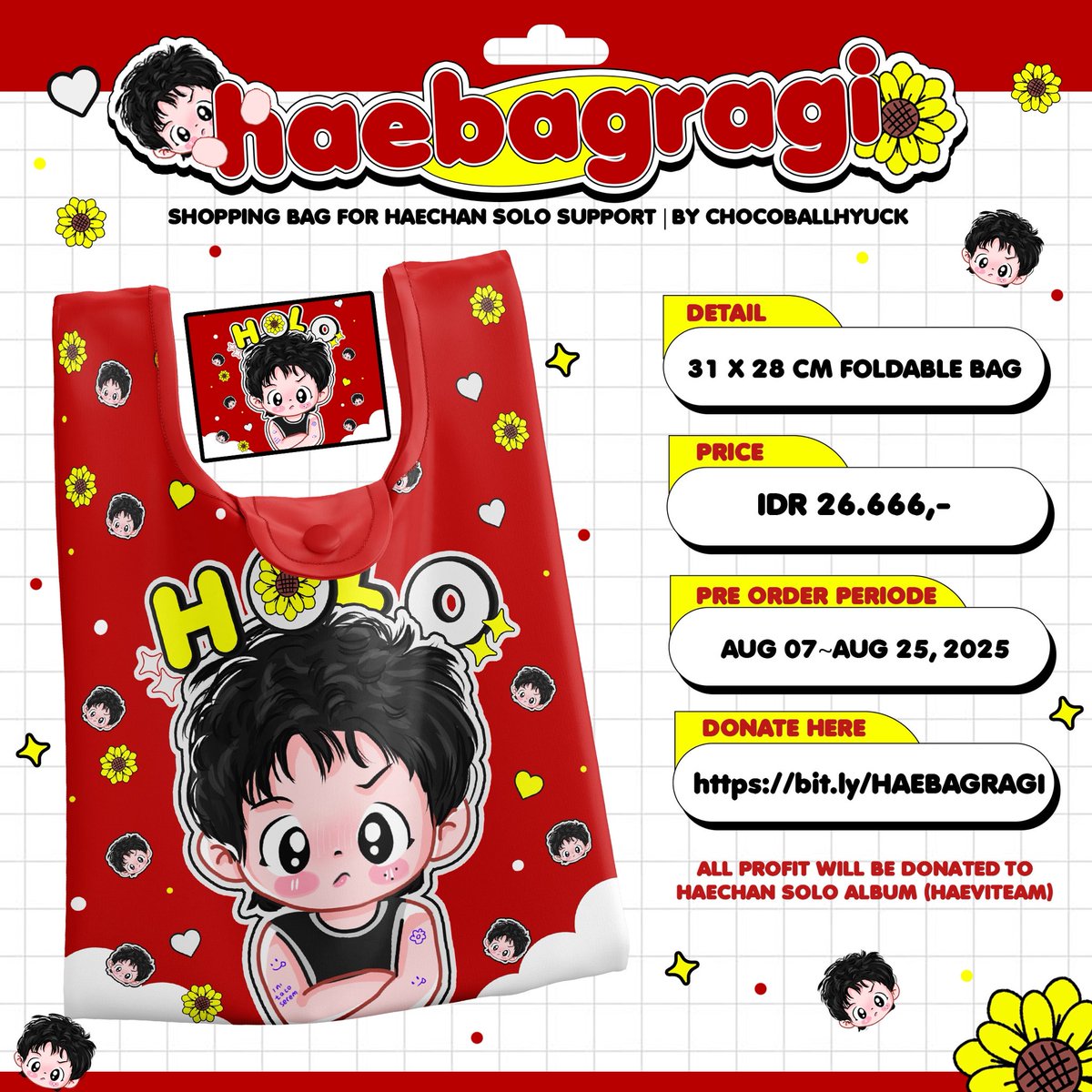alpeee (@chocoballhyuck) on Twitter photo 🐻 𝐇𝐀𝐄(𝐁𝐀𝐆)𝐑𝐀𝐆𝐈 🐻
-
📌PRICE: Rp 26.666/pc
-
•Size: 31 x 28 cm
•PO: 7-25 Agust 2025
❌Minus packing & adm shopee
-
For details👇🏻
🔗form PO: bit.ly/HAEBAGRAGI
Notes: 100% profits will be donated to <a href="/haevitteam/">#forHaechan</a> for Haechan Solo. 🐻 𝐇𝐀𝐄(𝐁𝐀𝐆)𝐑𝐀𝐆𝐈 🐻
-
📌PRICE: Rp 26.666/pc
-
•Size: 31 x 28 cm
•PO: 7-25 Agust 2025
❌Minus packing & adm shopee
-
For details👇🏻
🔗form PO: bit.ly/HAEBAGRAGI
Notes: 100% profits will be donated to <a href="/haevitteam/">#forHaechan</a> for Haechan Solo.