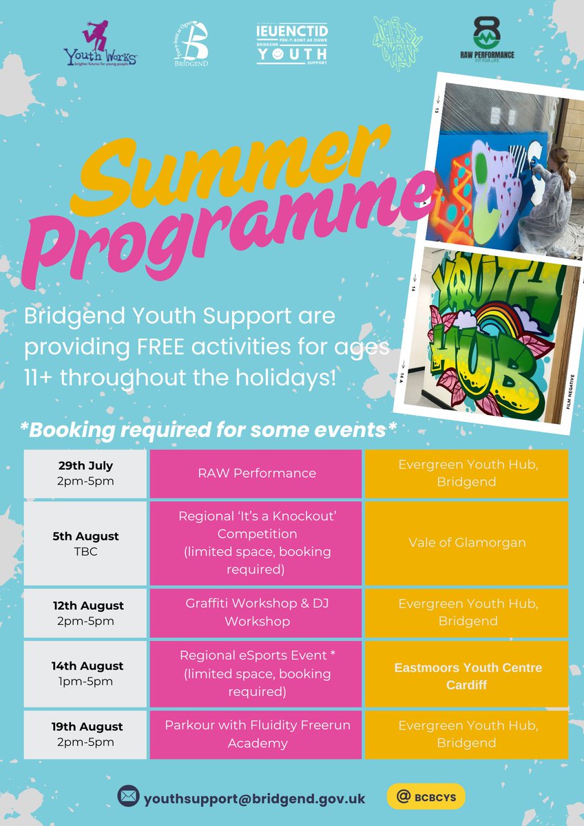 BridgendCBC's tweet image. 🧑‍🎨🎧 Graffiti &amp;amp; DJ Workshop
📍 Evergreen Youth Hub, Bridgend
📅 12 August | 2–5PM
🎨 Learn street art and spin the decks!
FREE for ages 11+
📧 youthsupport@bridgend.gov.uk
@BCBCYS
#CreativeYouth #BridgendEvents
