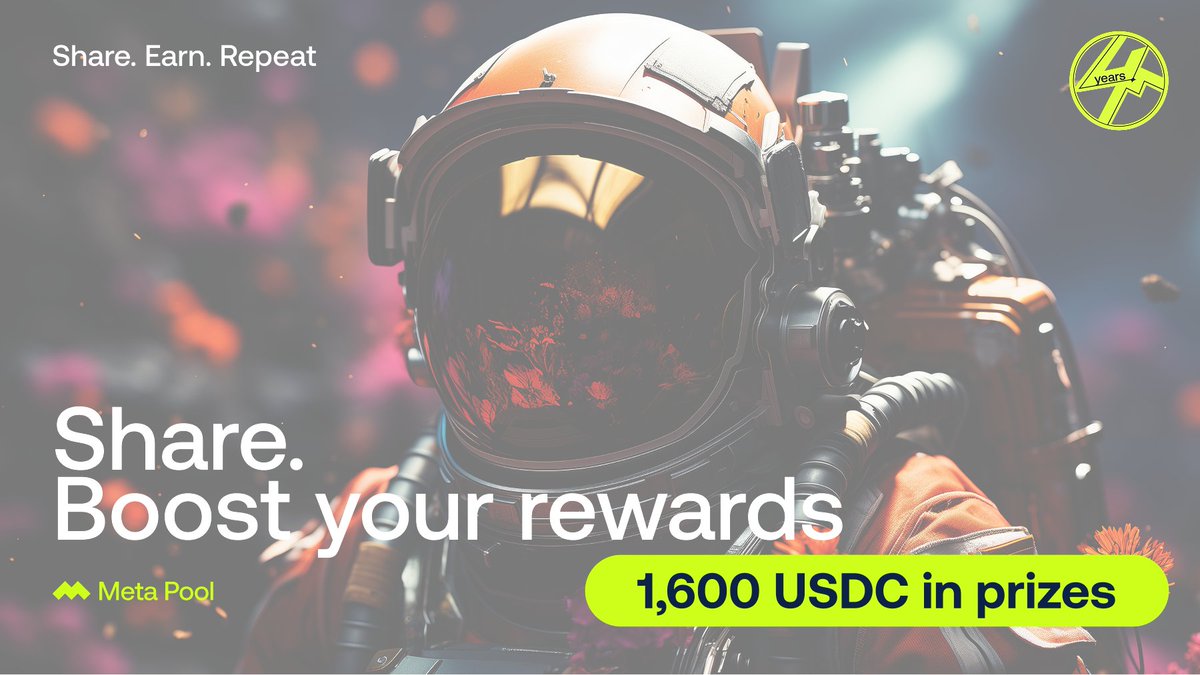 Now, not only do you earn staking rewards — you also earn when your referrals stake too!

Earn $mpDAO, stack points, and redeem them for USDC 👀

7 chains supported.
7 ways to climb the leaderboard.

mp-ref-dashboard.vercel.app

#4YearsOfMetaPool