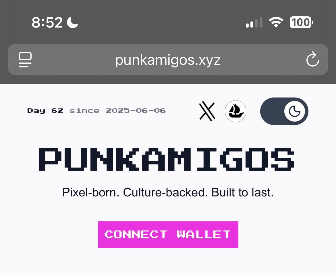 _notjp's tweet image. it’s been 62 days since punkamigos minted. the fan wall is now live. 1 post per 24h. some posts might unlock things. most won’t. say something that lasts. ✍️ 💥 

🔗 punkamigos.xyz