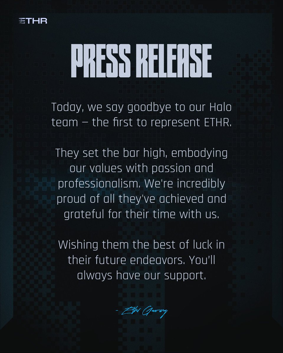Hoy, nos separamos de nuestro roster de Halo - les deseamos lo mejor en su proximo capitulo. Siempre los apoyaremos desde la distancia 

Today, we go our separate ways with our Halo roster - wishing them all the best in their next chapter. We’ll be cheering from afar, always 💙