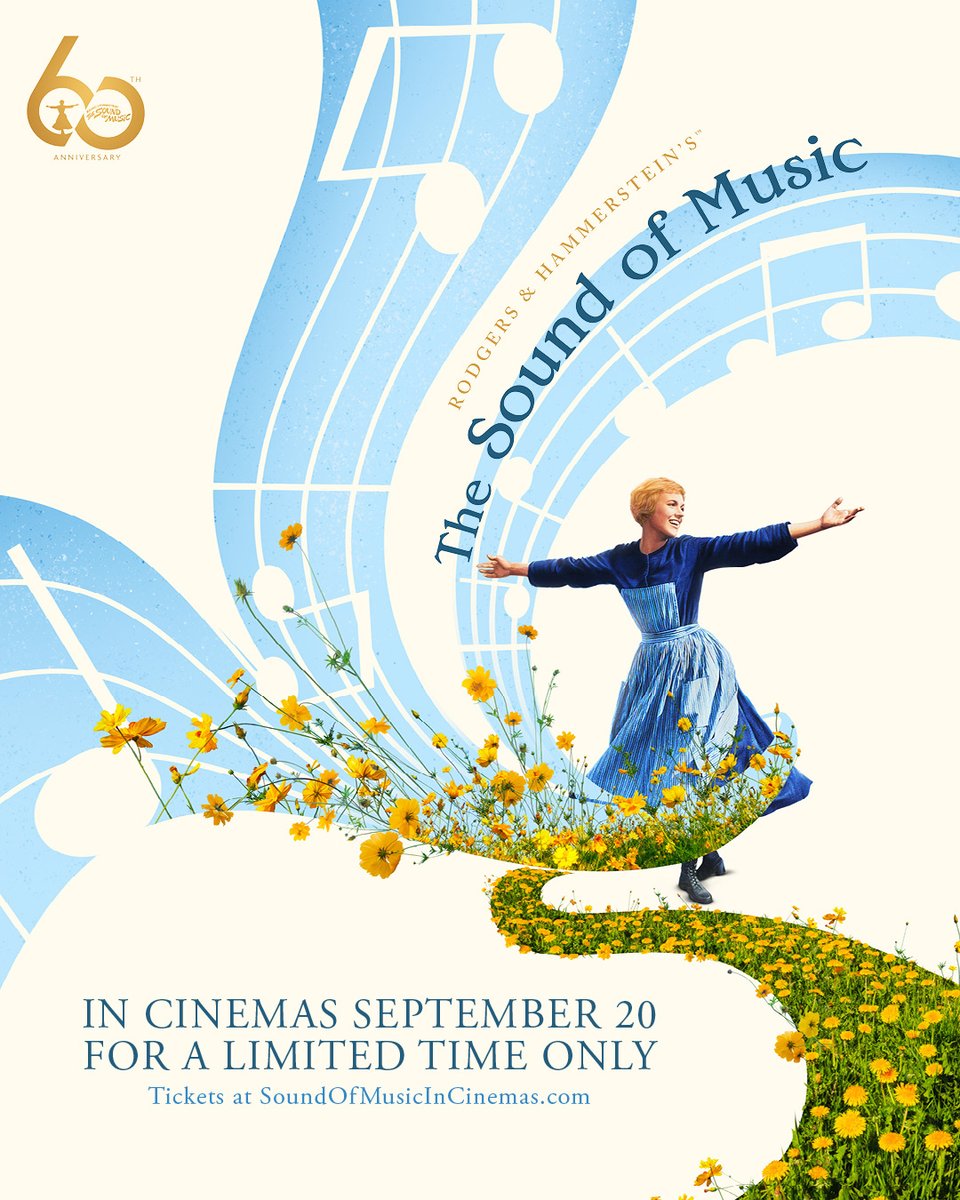 We're taking our celebration around the world! 🌎 In honor of The Sound of Music's 60th anniversary, we're thrilled to announce the international screening dates for the newly restored and remastered 4K film. See it in cinemas with pristine picture and sound beginning September