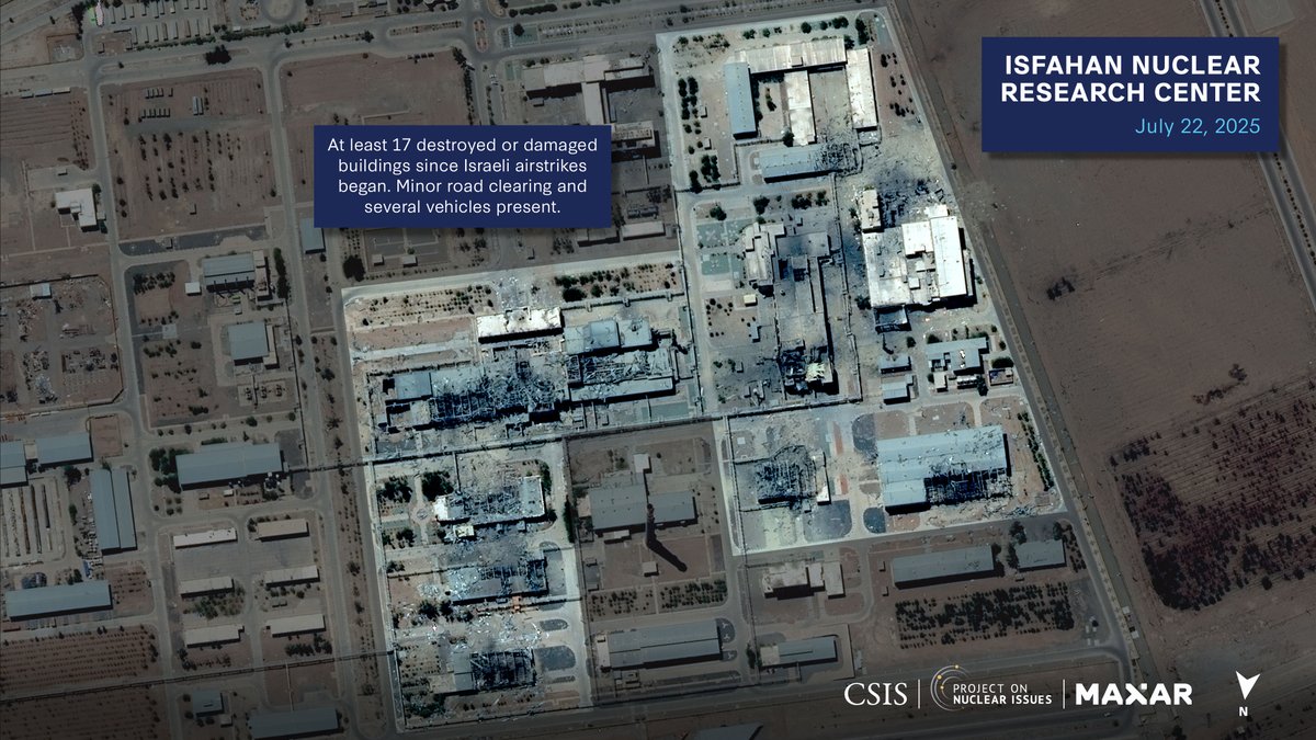 CSIS (@csis) on Twitter photo Recent satellite imagery provides a more realistic picture of the U.S./Israeli strikes on Iran's nuclear program, notes <a href="/csisponi/">CSIS Project on Nuclear Issues</a>. It also shows how Iran may be attempting to rebuild and possible developments of a covert program.
Learn more here:
cs.is/3H9cjc1 Recent satellite imagery provides a more realistic picture of the U.S./Israeli strikes on Iran's nuclear program, notes <a href="/csisponi/">CSIS Project on Nuclear Issues</a>. It also shows how Iran may be attempting to rebuild and possible developments of a covert program.
Learn more here:
cs.is/3H9cjc1