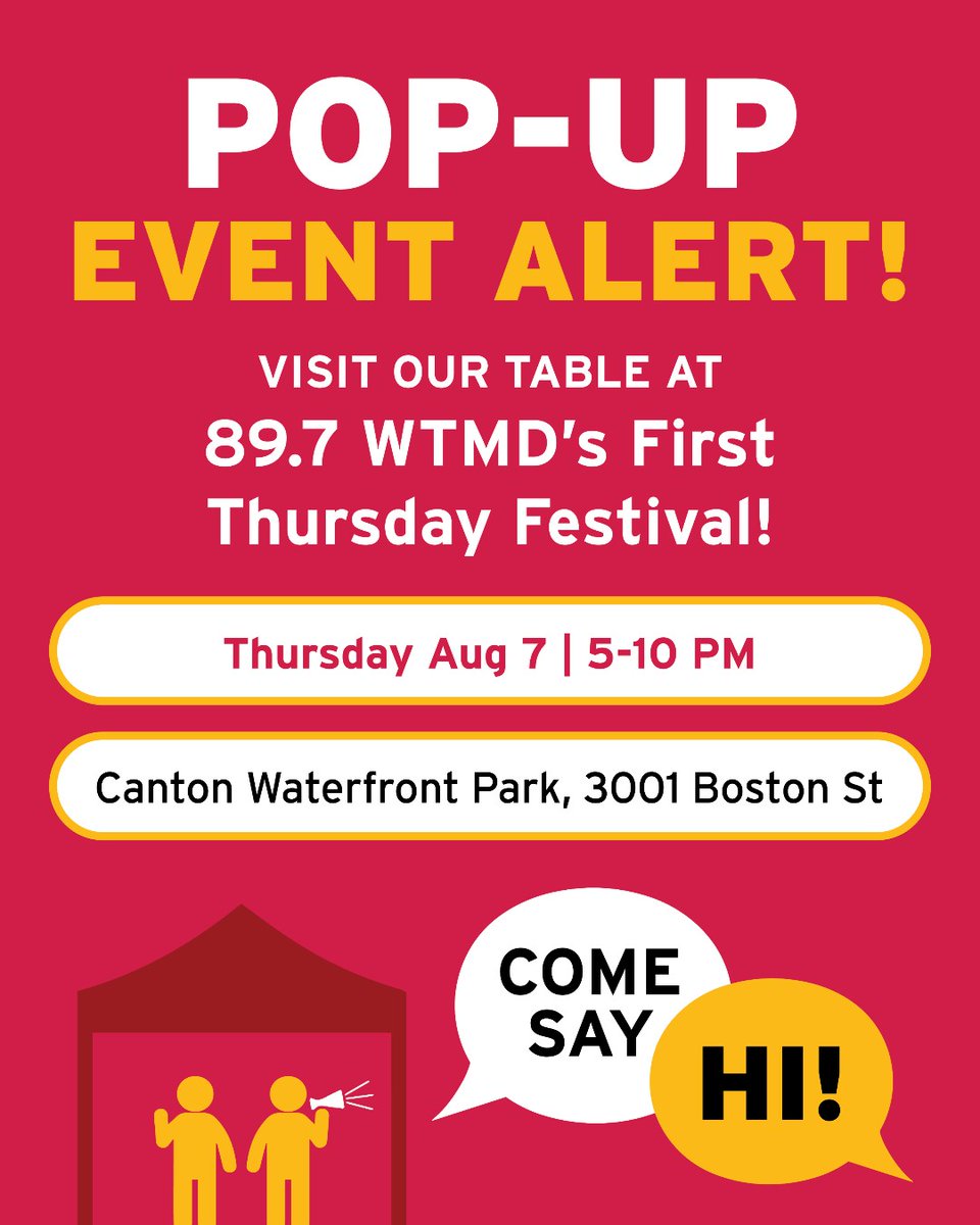 redlinemaryland's tweet photo. Join us at Canton Waterfront Park for 89.7 WTMD’s First Thursday Festival – Baltimore’s biggest and best free music festival!
Thurs, Aug 7 | 5:30-10 PM
📍3001 Boston St
We’ll be there talking Red Line and soaking up the summer fun.
#BaltimoreRedLine https://t.co/MZ5JVWZaNq