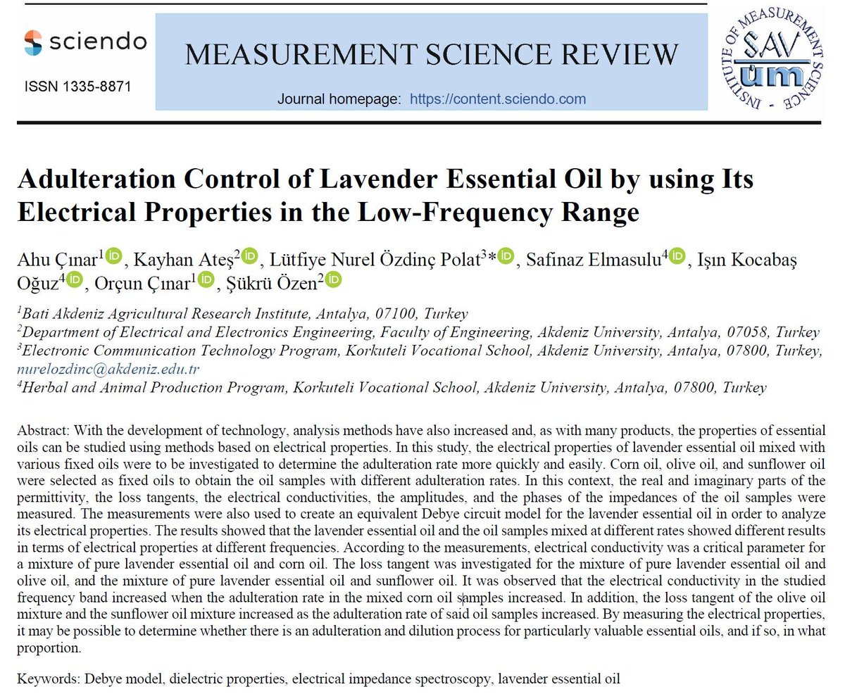 Son çalışmalarımızdan birisi daha Measurement Science Review
Volume 25 (2025): Issue 3 (June 2025) de yayımlanmış durumda. sciendo.com/article/10.247…